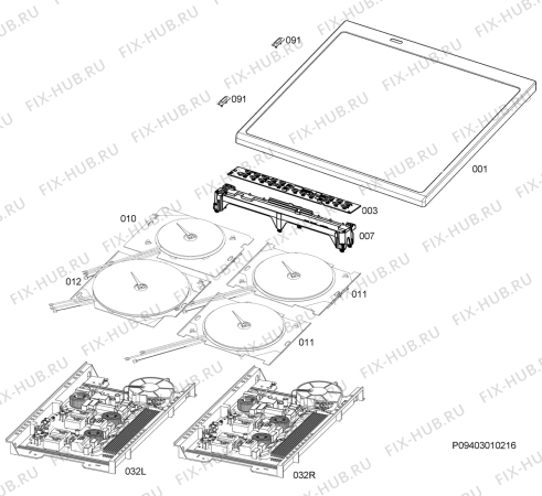 Взрыв-схема плиты (духовки) Electrolux EKD60252W - Схема узла Hob